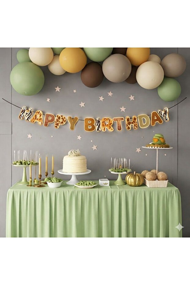 20 Safari Balloons Special Cut Happy Birthday Banner Retro Celebration