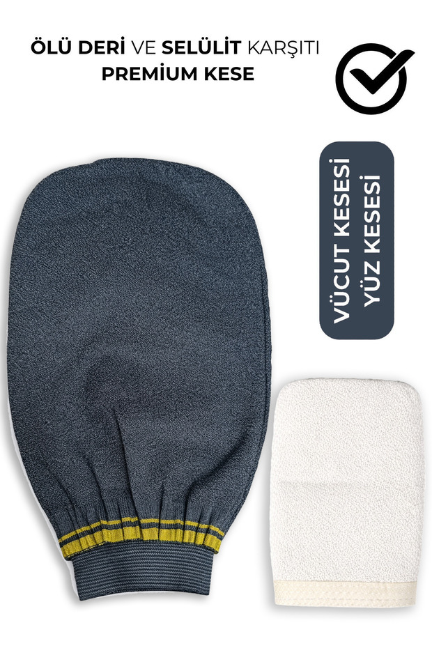2-Piece Black Floss Silk Ecru Scrubbing Pouch and Face Scrubbing Set Exfoliating Glove Premium for Women and Men