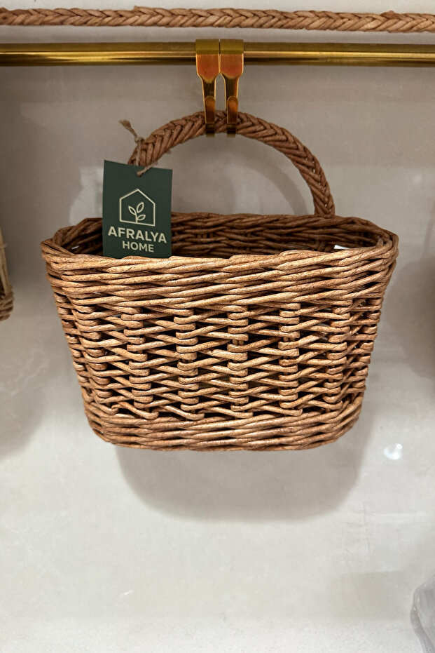 Wicker Bathroom Organizer, Hair Dryer Organizer, Straightener Tongs Multi-Purpose Basket