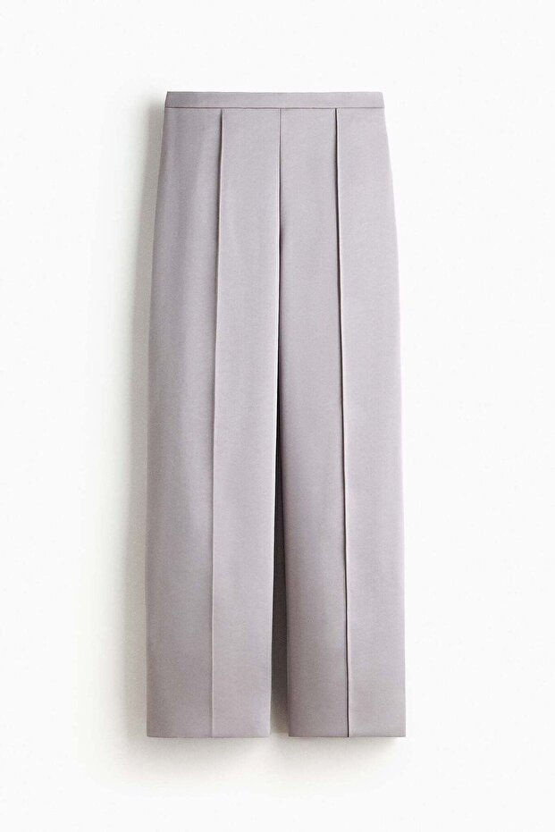 Crease-front satin trousers
