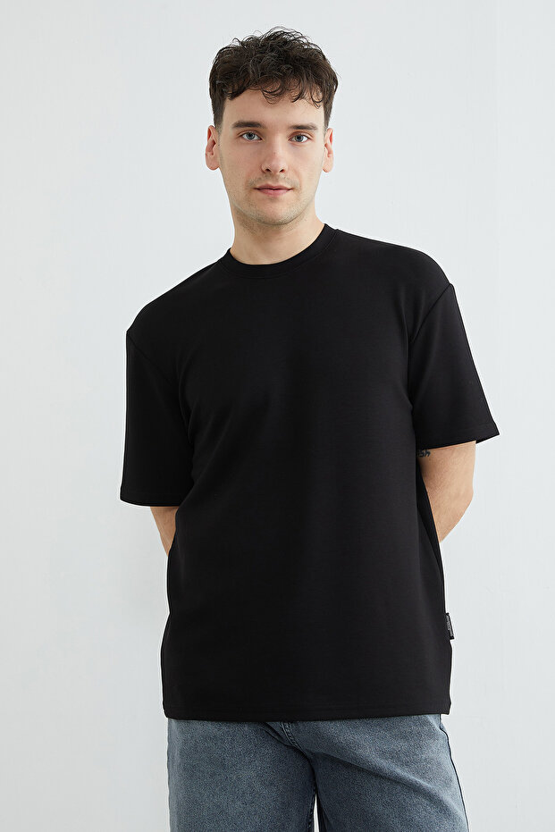 Basic Bisiklet Yaka Modal Tişört - 1