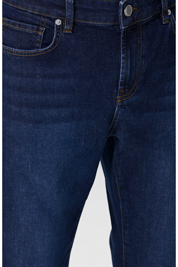 Lacivert Denim Pantolon - 4