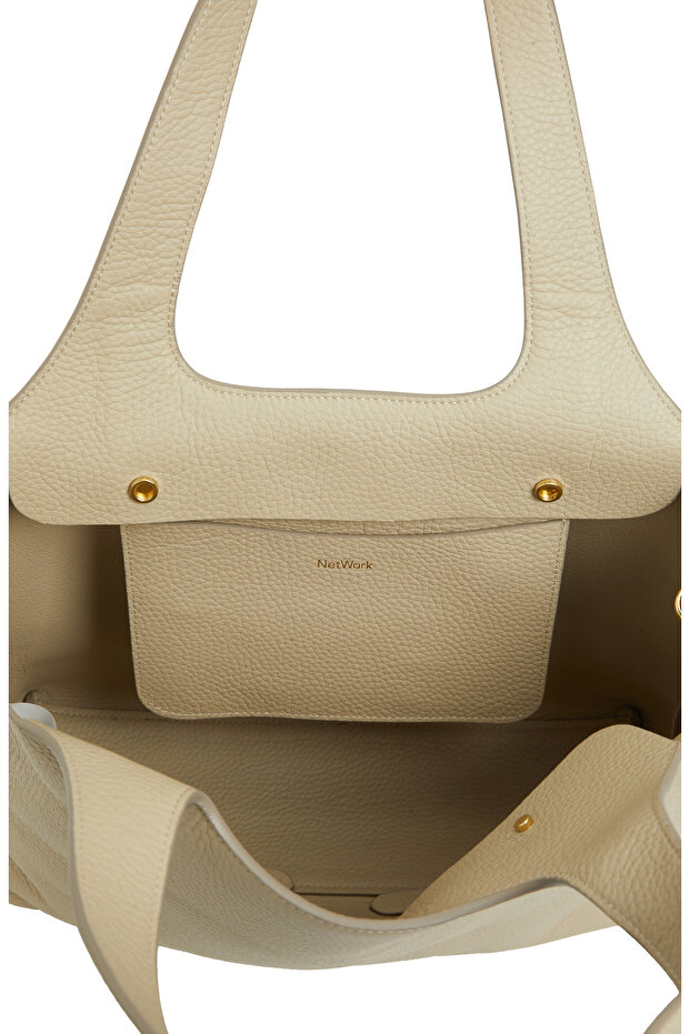 Krem Kadın Deri Çanta - 5