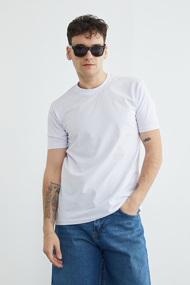 Basic Bisiklet Yaka Tişört - 3