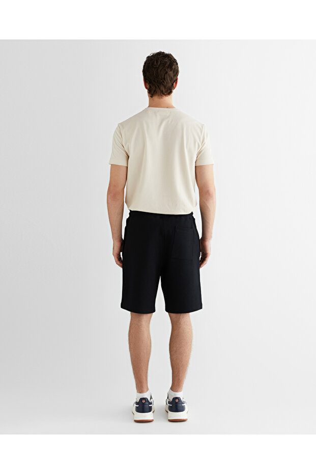 Erkek Siyah Regular Fit Logolu Şort - 2