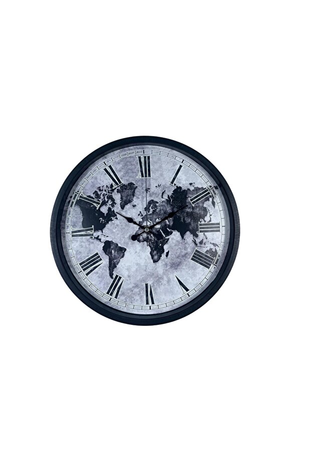 Black 36 cm Patterned Decorative Wall Clock - 3