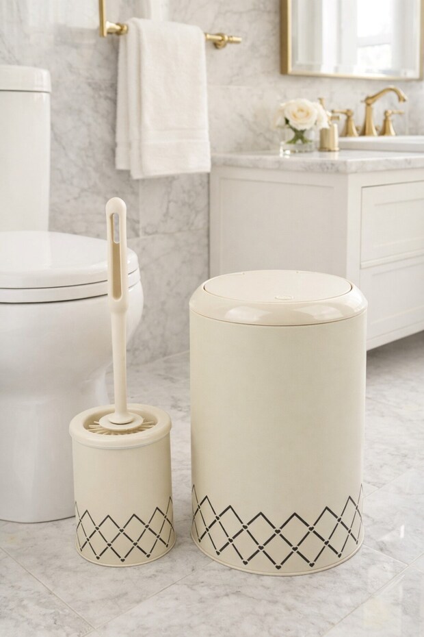 طقم حمام جيومتريك بنقشة متعرجة مكون من قطعتين - 3