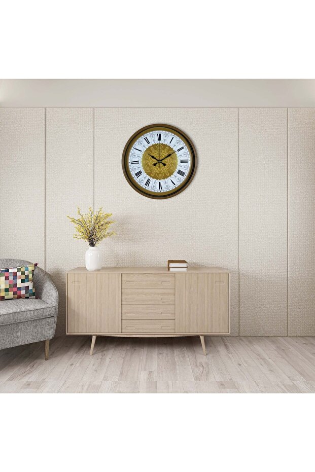 Brown 36 cm Patterned Wall Clock - 1