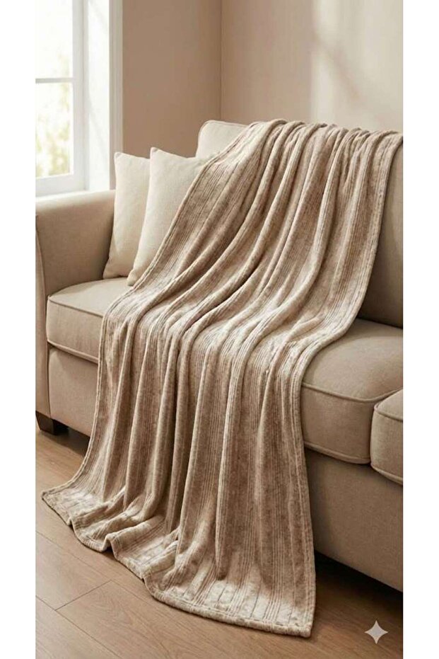 (Nev) Blanket Soft Embos Milky Brown Double