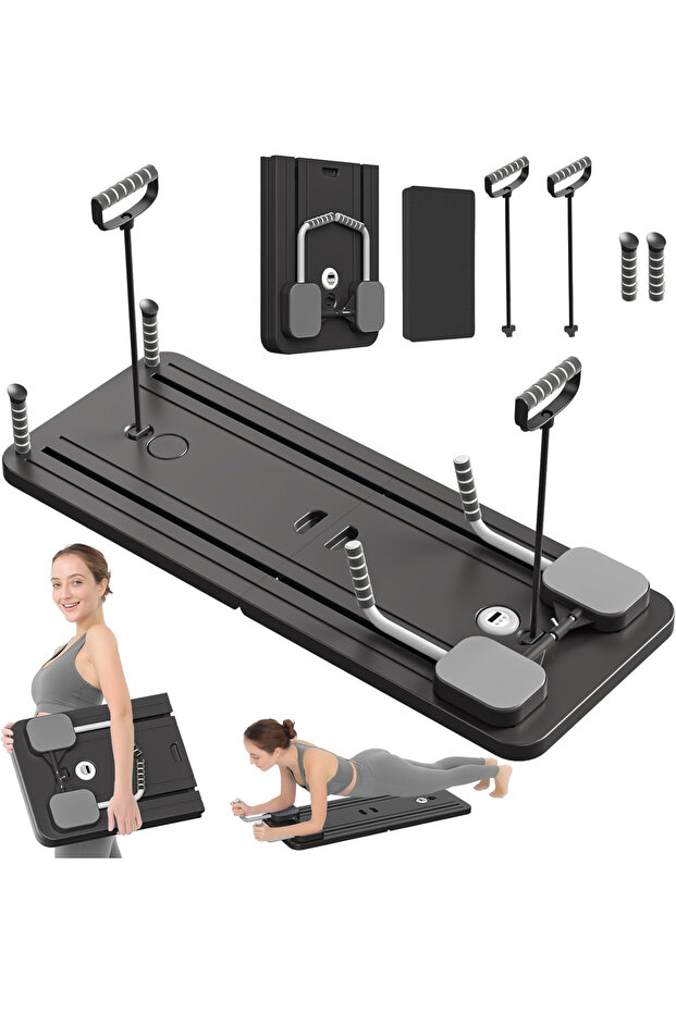 Foldable Pilates Reformer Board 5-in-1, Multi-Purpose Pilates Sliding Board for Home Workout