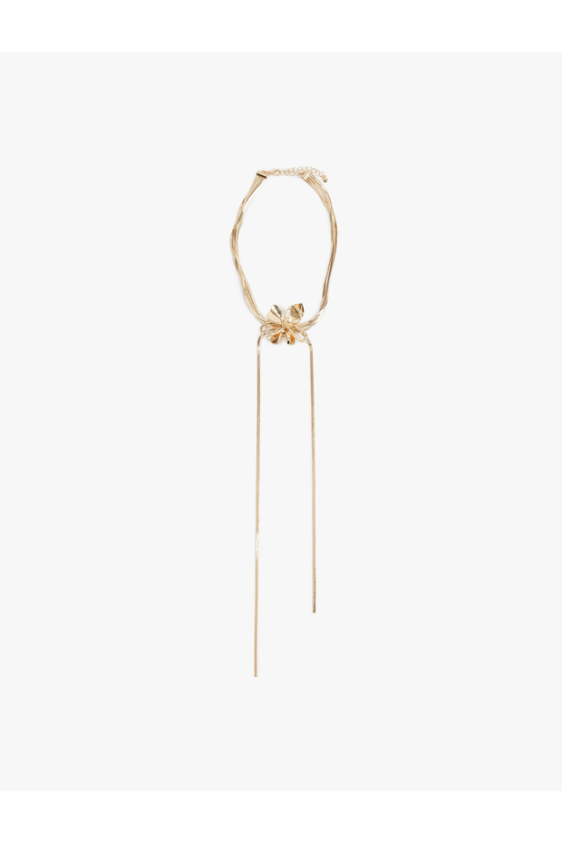 Steel Mixed Floral Long Chain Necklace