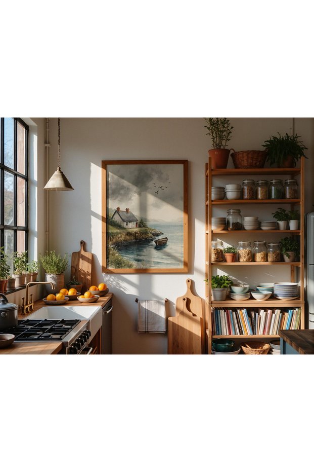 One Piece Living Room Office Decor Painting Peaceful Seaside Vrynt
