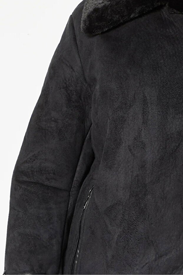 Women Solid Coat Jacket, Black - 5