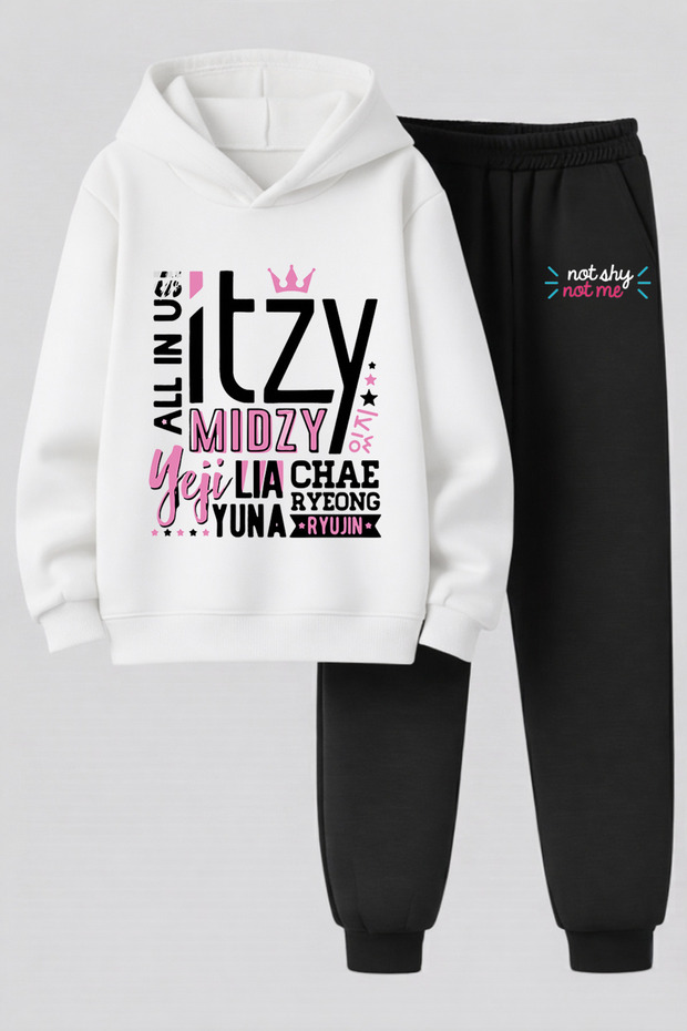 Itzy K-Pop Group Printed 3-Yarn Quality Sweatshirt and Sweatpants Kids' Top-Bottom Set
