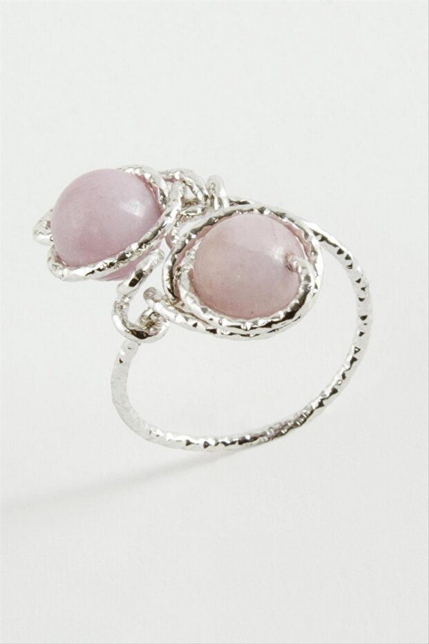 LVSQVR Ceyt Natural مرصّع بالأحجار Ring - (130925) لون فضي