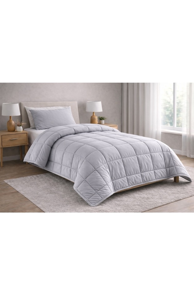 Ranforce Cotton Fabric Single Silicone Duvet -Silver Gray