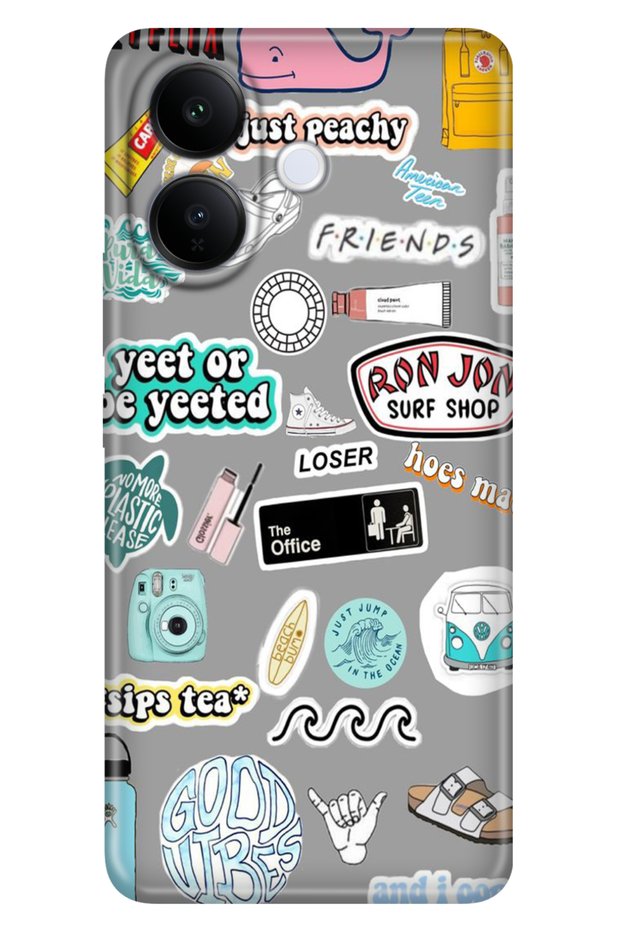 Vivo V60 Lite 5g Compatible Case Decorative Silicone Printed Cover Sticker Style
