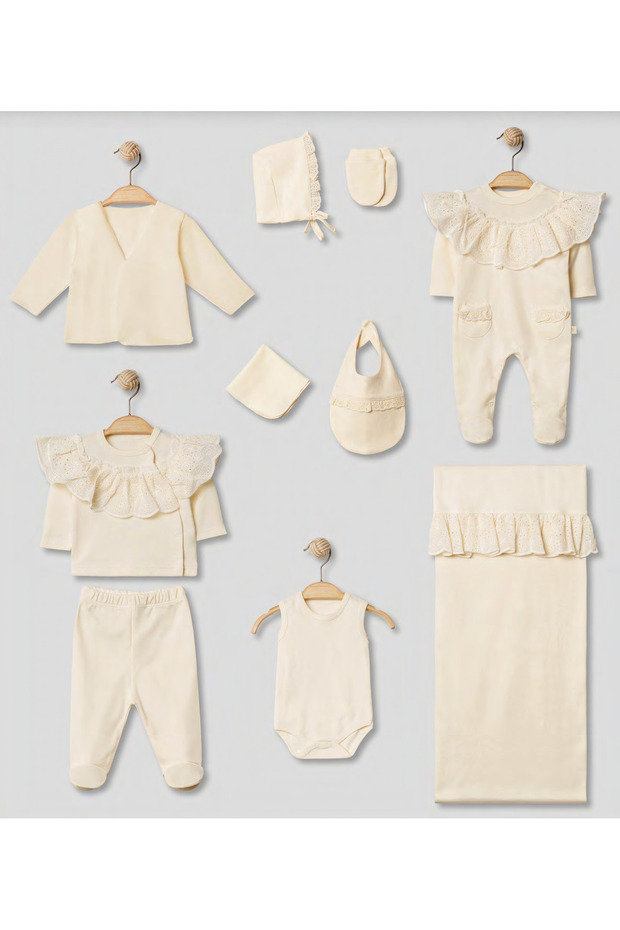 Pink Lace Collar 10 Piece Baby Girl Hospital Discharge Set