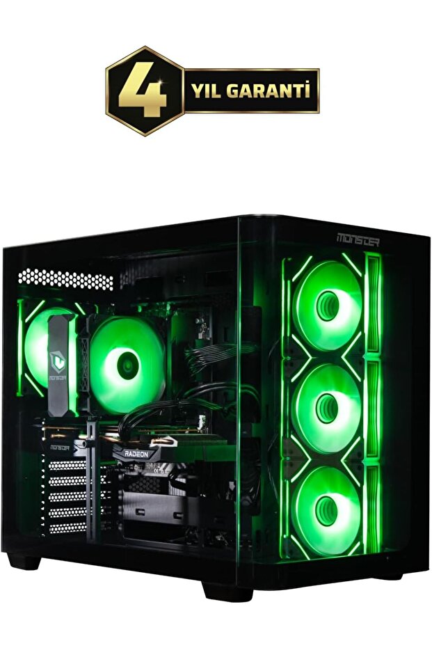 MONSTER Tulpar TD3 V1.8.2 Intel i5 14400F H610 Anakart 16GB 1TB RX7600 Freedos Masaüstü Oyun Bilgisayarı