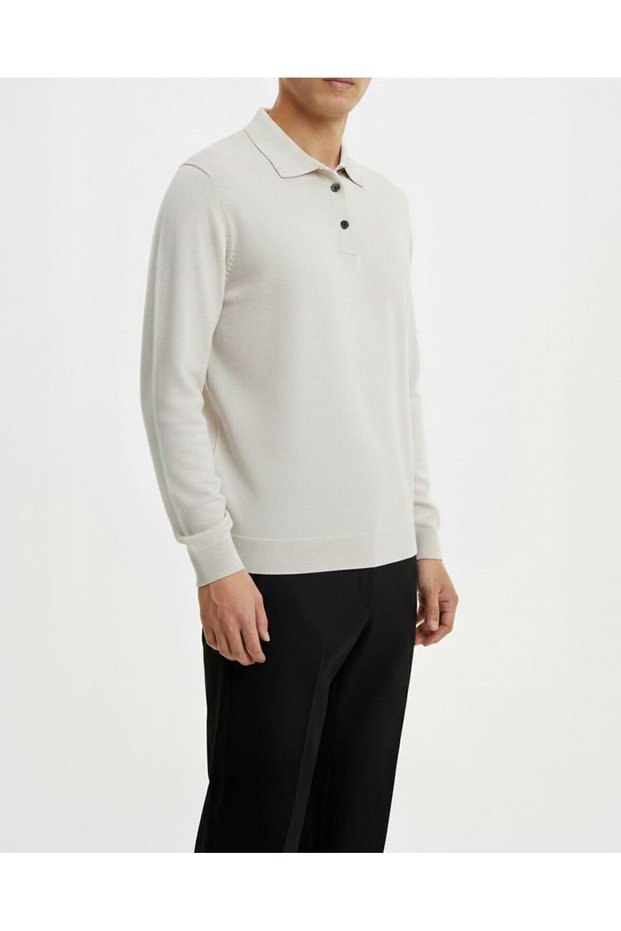 Italian Style S Slim Fit Polo Neck Knitwear Sweater Stone T14517