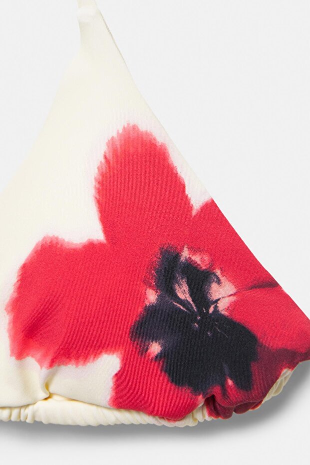 Çiçek desenli üçgen bikini üstü - 4