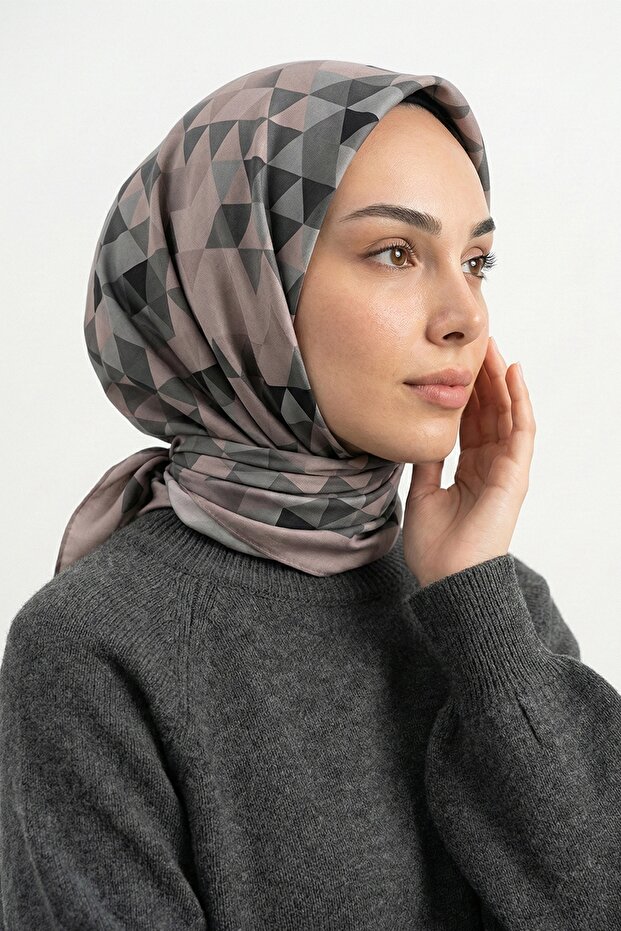 Eșarfă Triangle cu model Mink Soft bumbac - 1