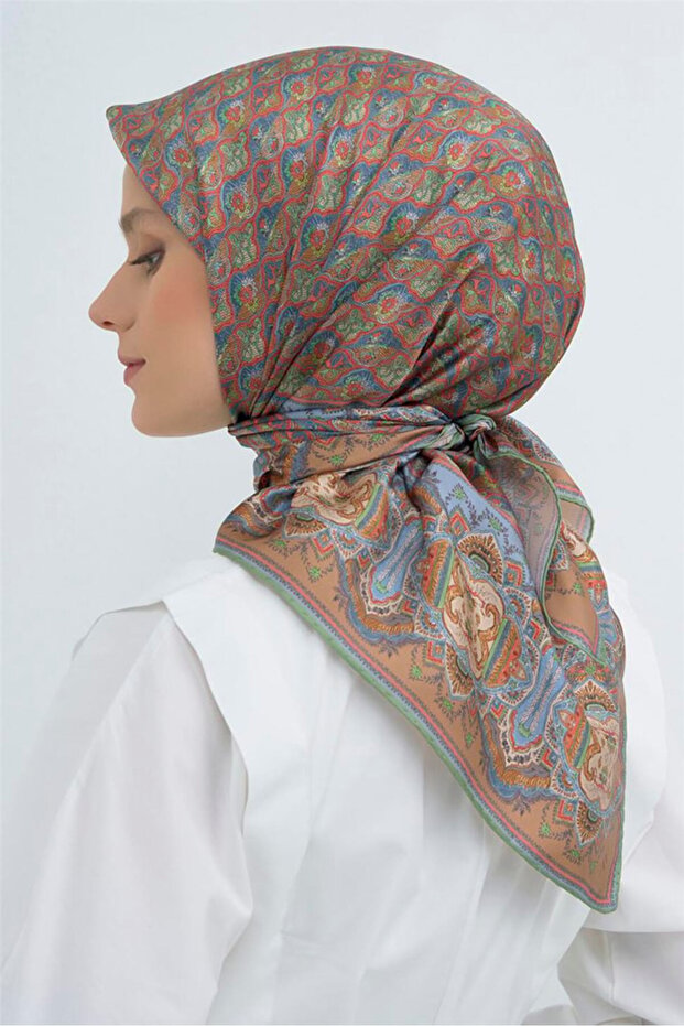 2026 Summer Season Tile Pattern Tivil Silk Scarf