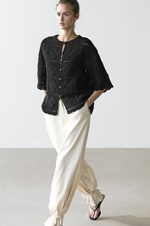 Ajurlu kroşe ceket - 3