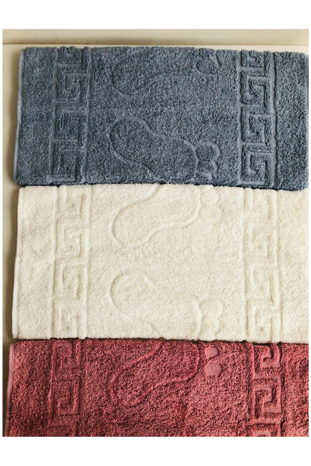 Miosse 3-Color 3-Piece Cotton Piece Foot Towel Set - 50X70 cm Plain Curl Bathroom Exit Towel