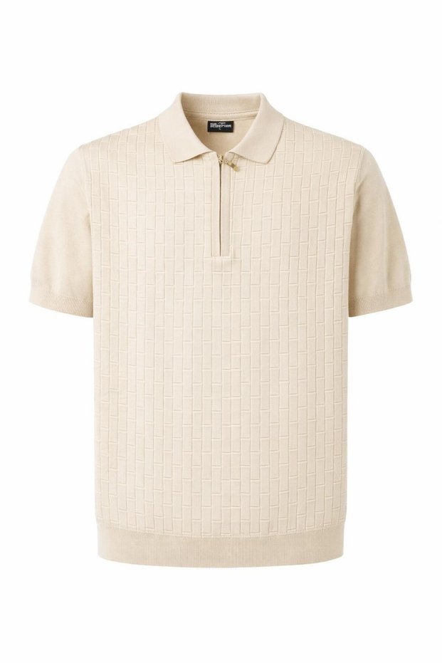Men's Polo Neck Zippered Knitwear T-Shirt Textured Slim Fit