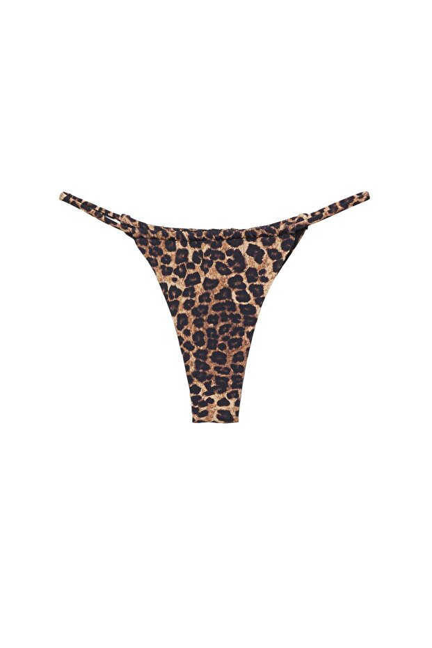 Leopar desenli büzgülü bikini altı - 2