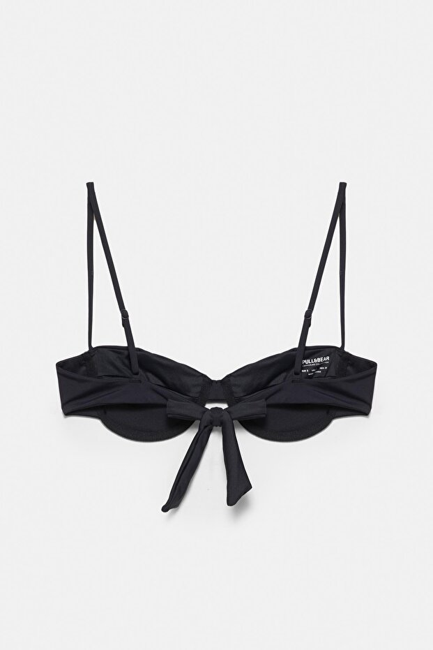 Drape detaylı balkonet bikini üstü - 3