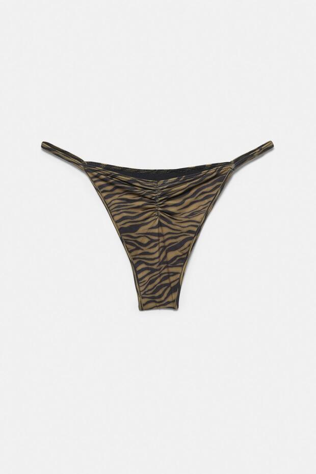 Büzgülü zebra desenli bikini altı - 4