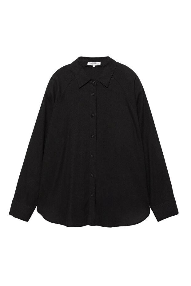 Keten karışımlı rustik gömlek - 4