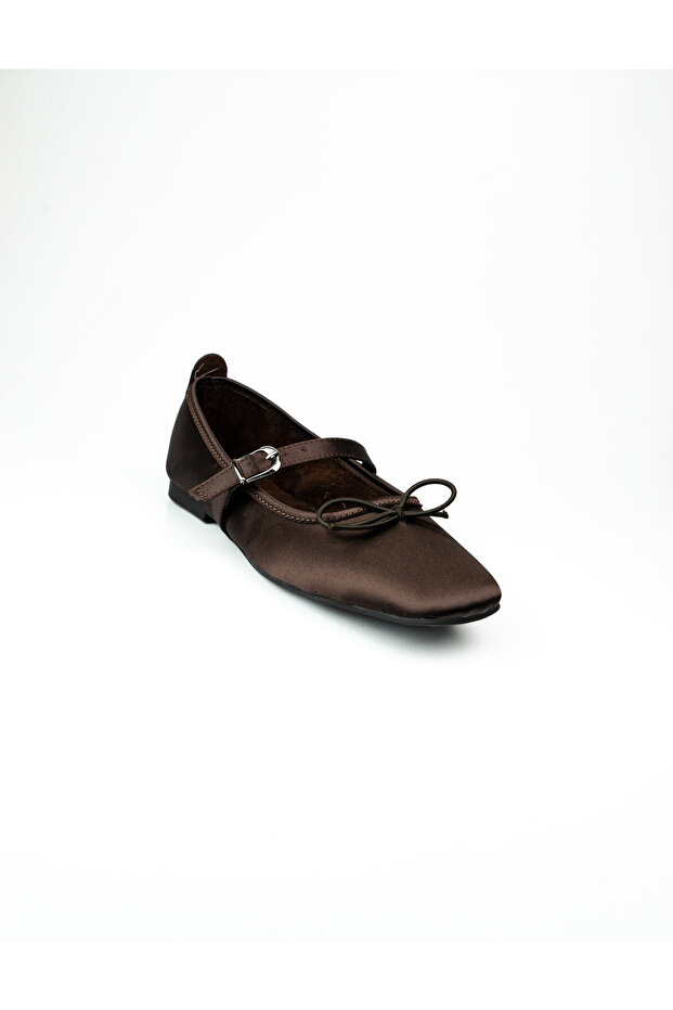 505 Brown Satin Women's Ballet Flats