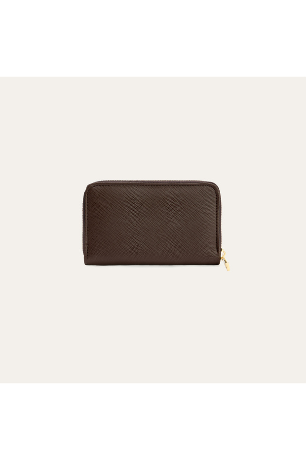 Women's Brown Leather Look Zipper Wallet