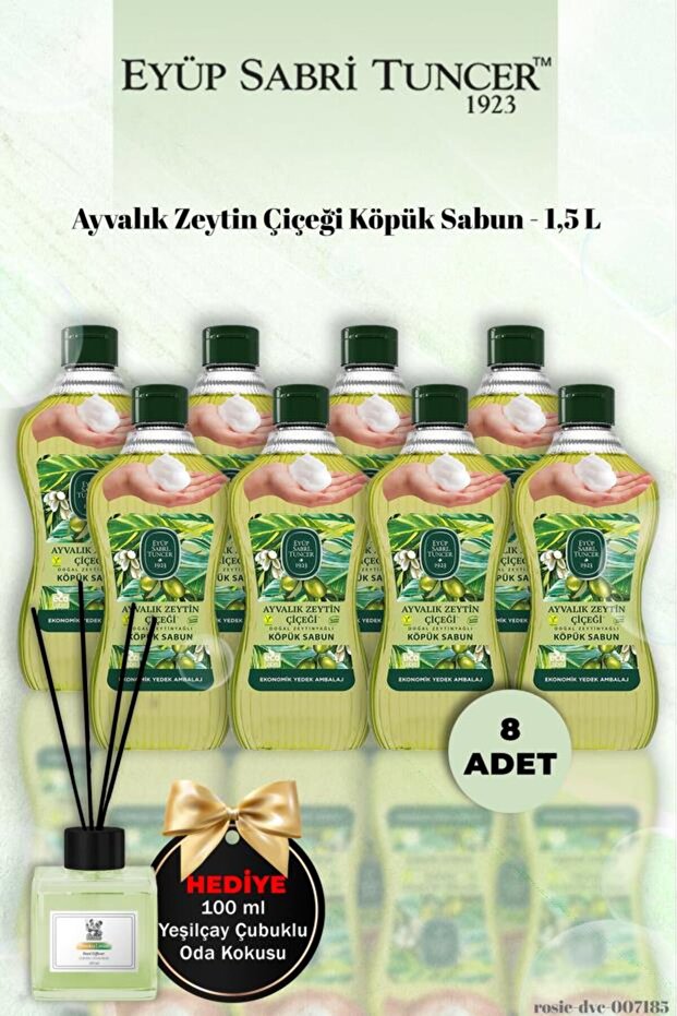 8 Pieces Ayvalık Olive Blossom Foam Soap 1.5 L Green Tea Fragrance Gift