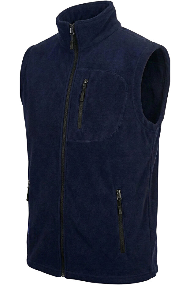 GENIUS STORE Erkek Polar Yelek Tam Femuarlı Outdoor Spor Yelek 3 Cepli
