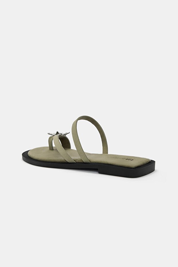 Düz süslemeli sandalet - 5