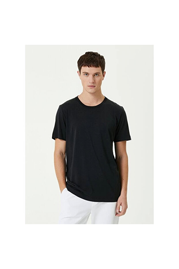 تي شيرت بيسك كولور كرو نيك عادي - أسود - - 1