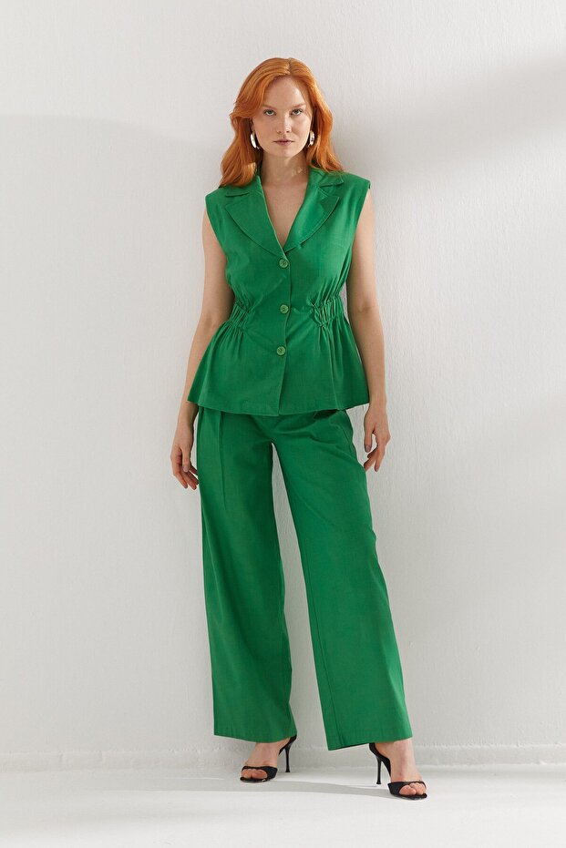 Vest Set Sets Green with Elastic Waistband