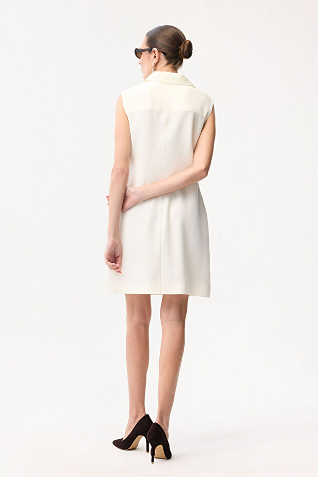 Önden Düğmeli Cepli Elbise - 5