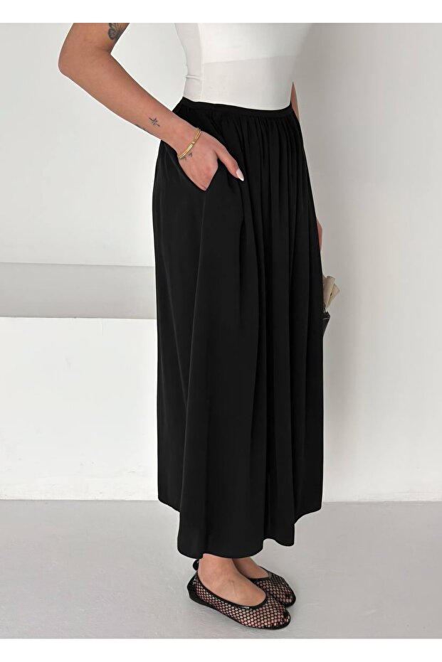 تنورة أساسية طويلة ورفيعة مع خصر مطاطي - 2