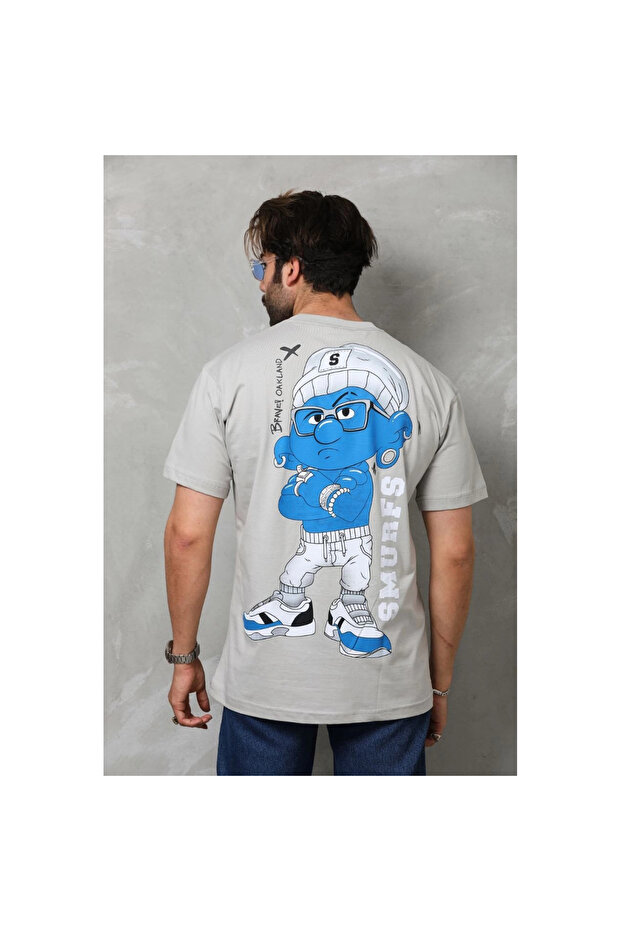 تي شيرت بيسك كولور كولار قصة فضفاضة - رمادي - - 3