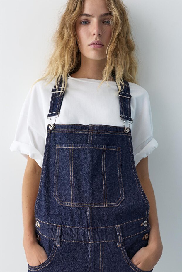 Uzun denim tulum - 6