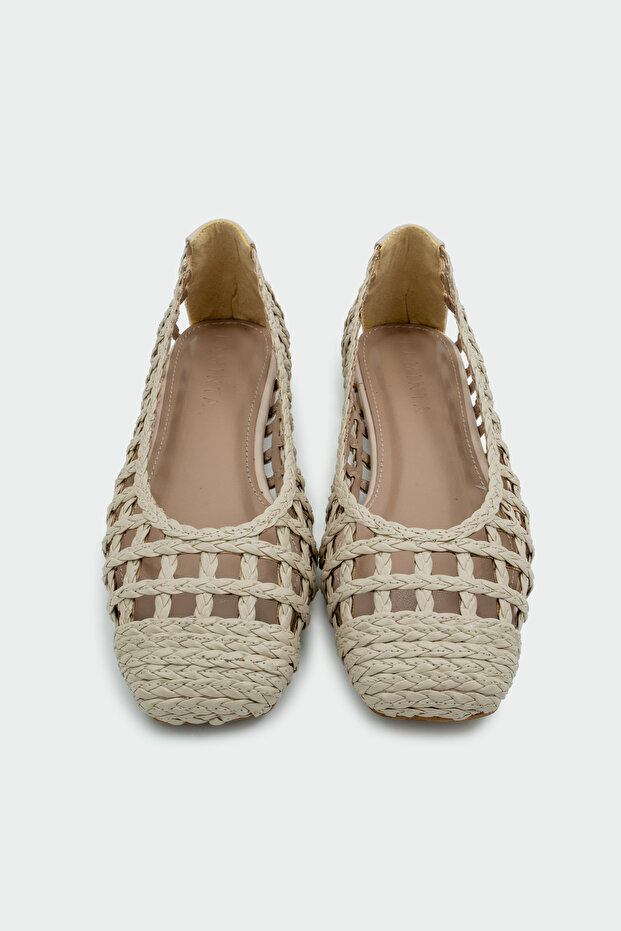 Hugo Knitted Detail Women's Nude Flat Ballet Flats