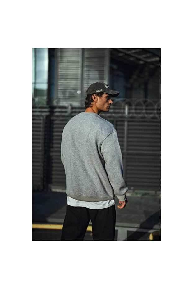 سترة شتوية بياقة دائرية وثلاث خيوط - رمادي - - 2