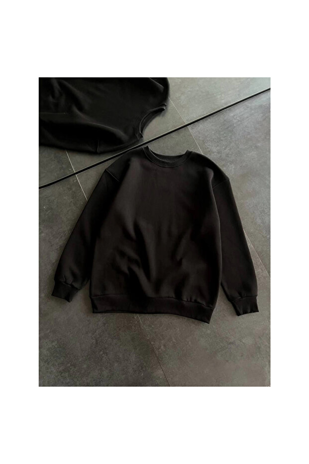 سترة شتوية بياقة دائرية وثلاث خيوط - أسود - - 4