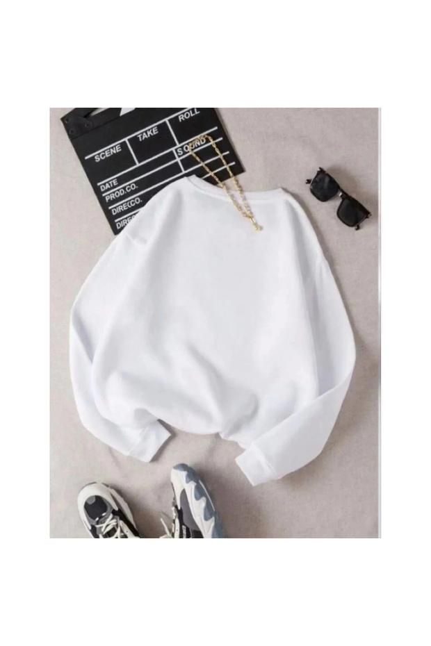 سويت شيرت بثلاثة خيوط وياقة بيسكيت - أبيض - - 1