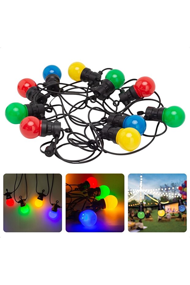 String Lights, Transformerless, 10 m, 20 LEDs Bulb Model, Interconnectable, IP65, Multi - 3